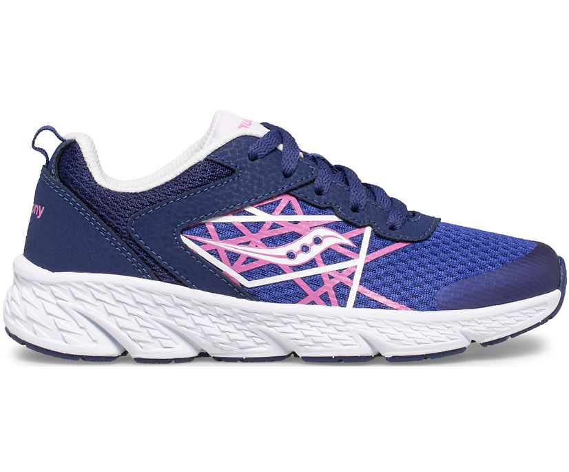 Tenis Saucony Viento Encaje Niños Azules Rosas | México 768FDNM